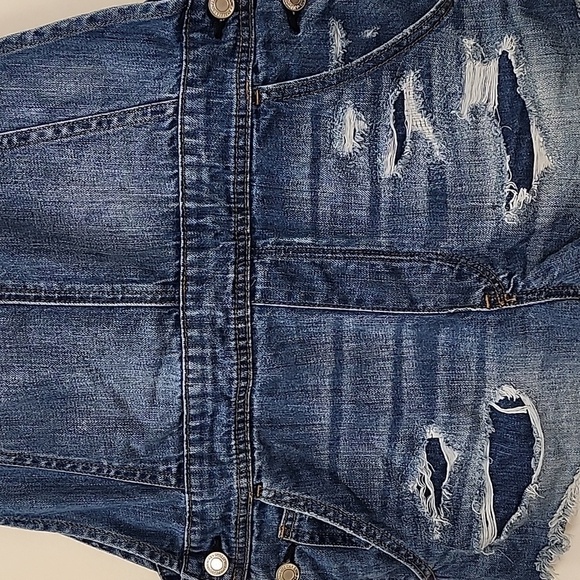 American Eagle Outfitters Tomgirl Shortall Distressed Bib Overalls Shorts Size M - Picture 7 of 16